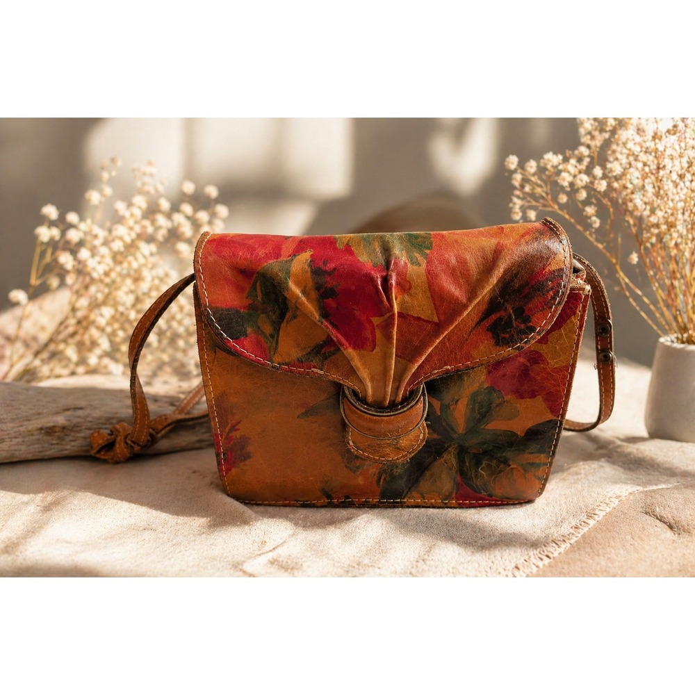Patricia‎ Nash Floral Hand Painted Leather Crossbody Accordion Organizer Bag